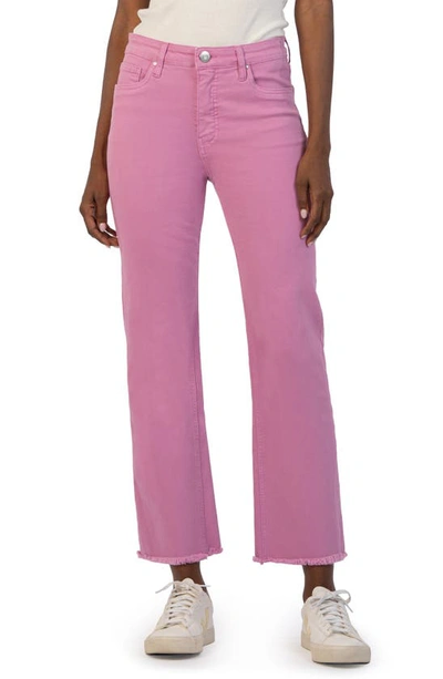 Kut From The Kloth Kelsey Fab Ab Frayed High Waist Ankle Flare Jeans In Lavender