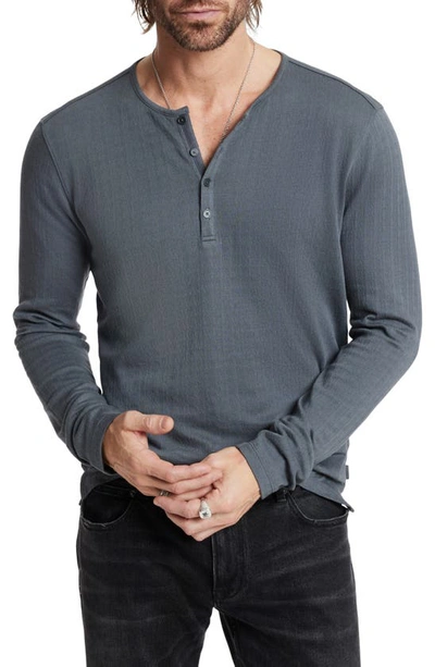 John Varvatos Walden Broken Stitch Henley In Iron Grey