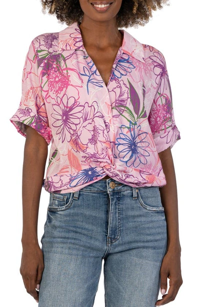 Kut From The Kloth Rebel Floral Twist Front Top In Pamplona-lavender Wish