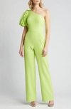 Eliza J One-shoulder Jumpsuit In Lime