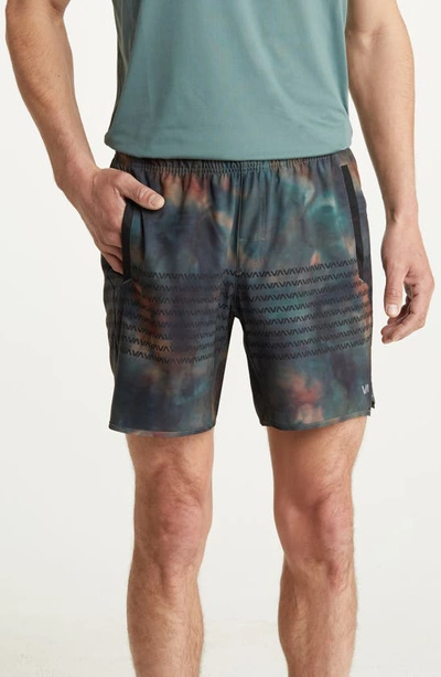Rvca Yogger Stretch Athletic Shorts In Camo Wash Stripe