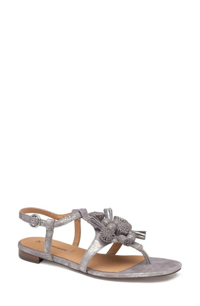 Johnston & Murphy Lilly Sandal In Silver Metallic Kid Suede