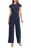 Maggy London Cap Sleeve Belted Jumpsuit In Navy Blazer