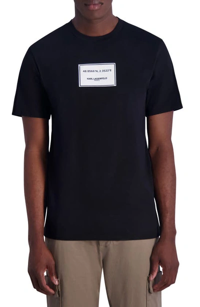 Karl Lagerfeld Latitude Longitude Cotton Graphic T-shirt In Black
