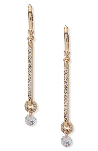 Dkny Crystal Linear Drop Earrings In Gold