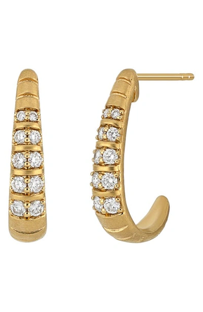 Bony Levy Audrey 18k Gold Double Diamond J Hoop Earrings In 18k Yellow Gold