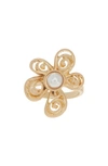 Melrose And Market Imitation Pearl Swirl Flower Ring In Goldtone/ Imitation Pearl