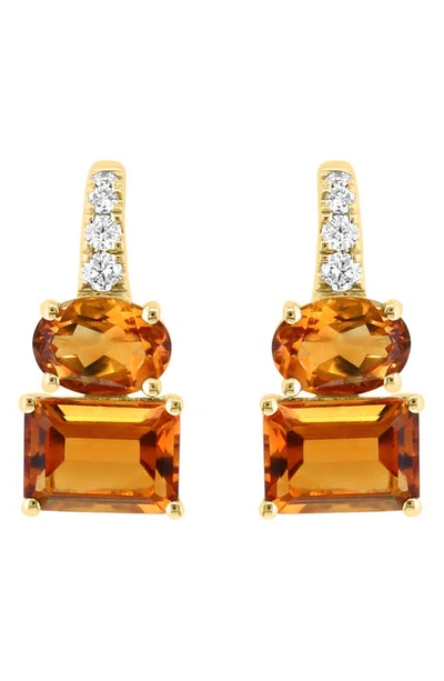 Effy 14k Gold Diamond & Citrine Drop Earrings In Orange