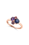 Effy 14k Gold Diamond & Amethyst Cluster Ring In Rose Gold/ Multi