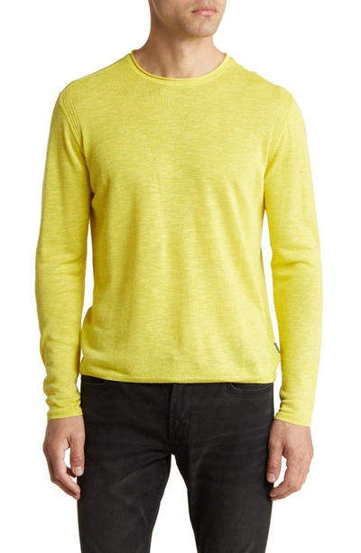 John Varvatos Lex Linen Blend Slub Sweater In Citron