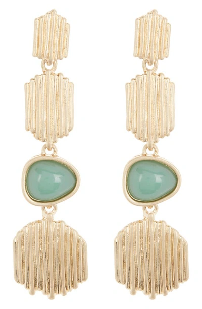 Melrose And Market Textured Linear Drop Earrings In Green- Gold