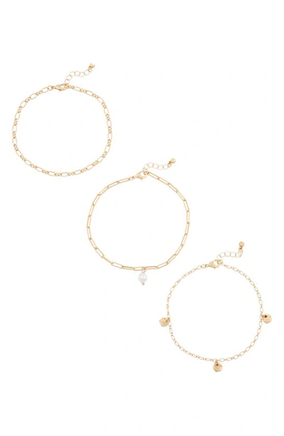 Melrose And Market Imitation Pearl Charm 3-pack Ankle Set In Goldtone/ Imitation Pearl