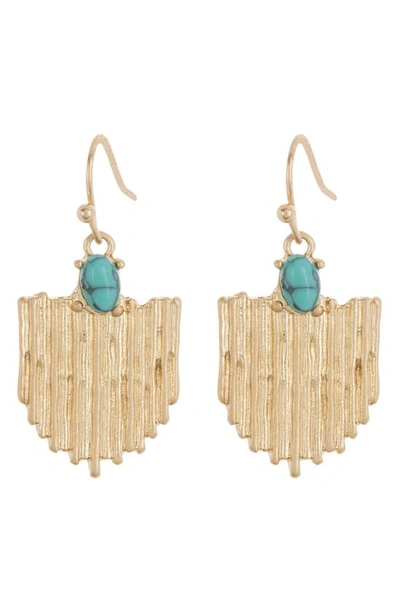 Melrose And Market Stone Accent Ridged Earrings In Goldtone Plate