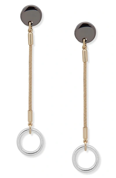 Dkny Tri-tone Drop Earrings In Gold