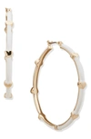 Dkny Heart Enamel Hoop Earrings In Gold/ White