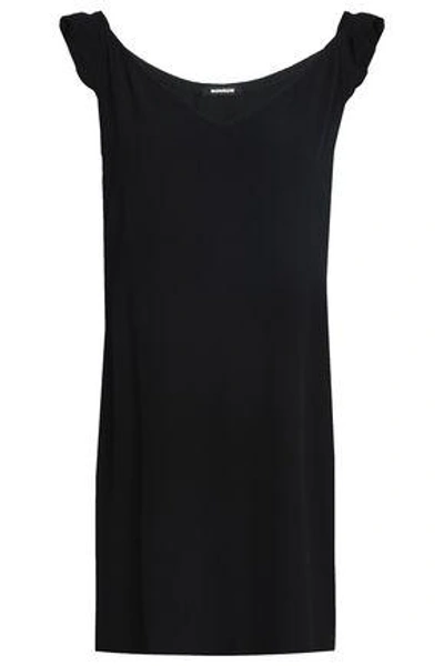 Monrow Woman Ruffle-trimmed Crepe Mini Dress Black