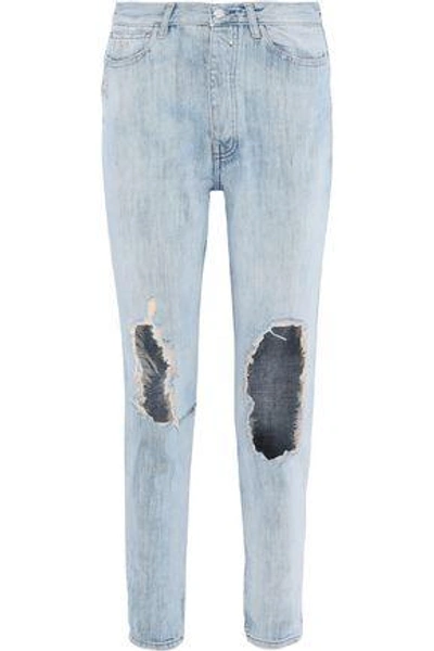 Iro Woman Barbara Distressed High-rise Straight-leg Jeans Light Blue