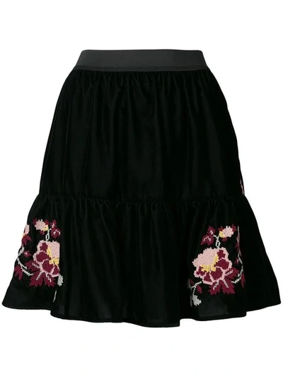 Pinko Velvet Mini Skirt In Black