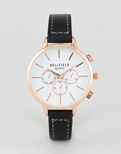 Bellfield Chronograph Watch With Gold Case And Black Strap - Gold