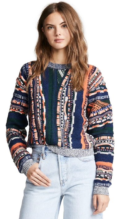 Carven Multi-print Crewneck Pullover Sweater In Multicolor