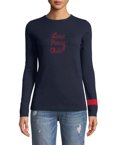 Bella Freud Lux Pony Club Graphic Cashmere Sweater In Navy