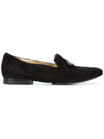 Figue Milky Suede Embellished Loafers In Black