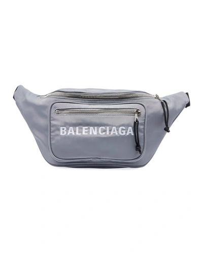 Balenciaga Wheel Canvas Belt Fanny Pack Bag With Logo In Gray