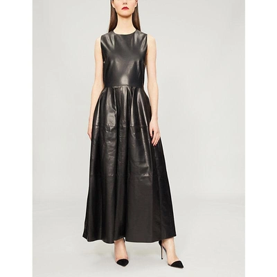 Rosetta Getty Flared Leather Dress In Black