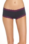 Hanky Panky Heather Jersey Boyshorts In Navy/ Bright Amethyst Pink