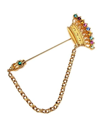 Ben-amun Crystal Crown Stick Pin In Gold