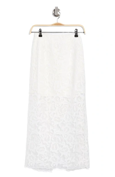 Topshop Premium Lace Detail Midi Skirt In Ivory