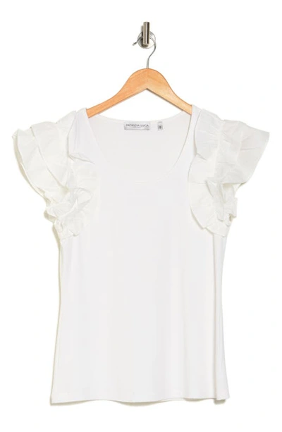 Patrizia Luca Ruffle Short Sleeve Top In Off White