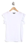 Adrianna Papell Ruffle Sleeve Slub Knit T-shirt In White