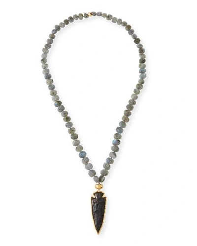 Nest Jewelry Labradorite Arrowhead Pendant Necklace, 40" In Gray