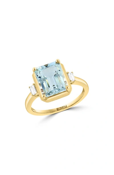 Effy 14k Gold Diamond & Aquamarine Ring, 0.11ct In Blue