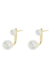 Nordstrom Rack Imitation Pearl Ear Jackets In White- Gold