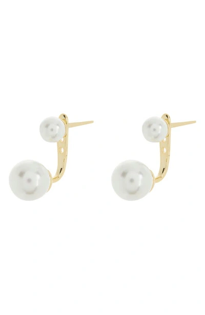 Nordstrom Rack Imitation Pearl Ear Jackets In White- Gold