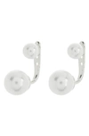 Nordstrom Rack Imitation Pearl Ear Jackets In White- Silver