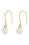 Nordstrom Rack Cz & Imitation Pearl Earrings In Clear- White- Gold