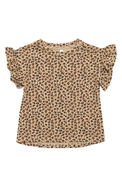 Quincy Mae Babies' Flutter Sleeve T-shirt In Cheetah