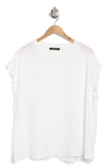 T Tahari Ruffle Cap Sleeve Top In Bright White