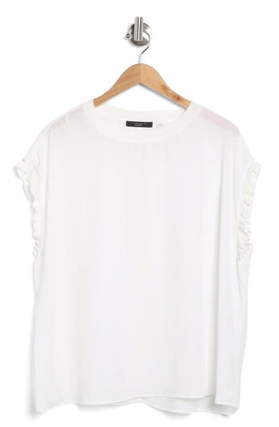 T Tahari Ruffle Cap Sleeve Top In Bright White