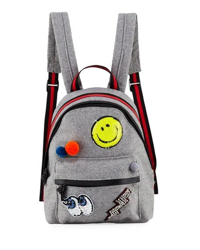 Hannah Banana Girls' Felt Backpack W/ Assorted Patches In Gray