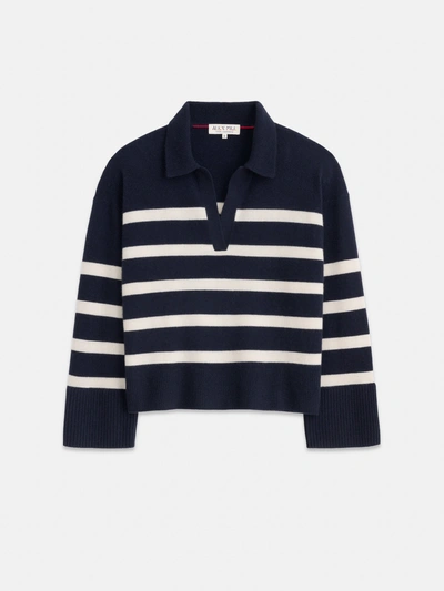 Alex Mill Isa Striped Pullover In Cashmere In Navy/white