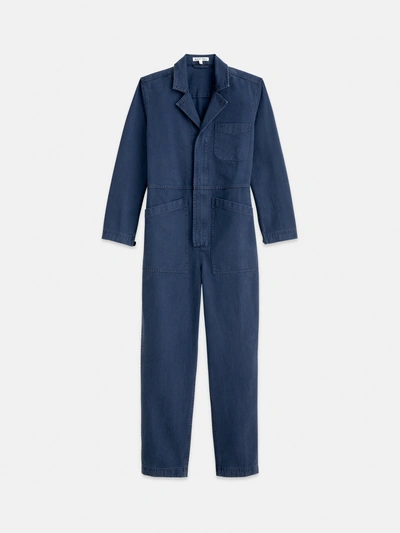 Alex Mill Standard Zip Jumpsuit In Herringbone In Slate Blue