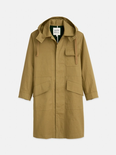 Alex Mill Storm Trench In Bonded Cotton In Khaki/green