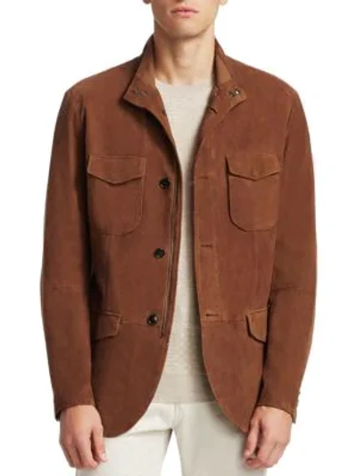 Saks Fifth Avenue Collection Suede Field Jacket In Tan