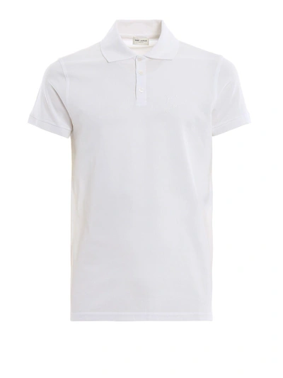 Saint Laurent Classic Polo Shirt In Blanc