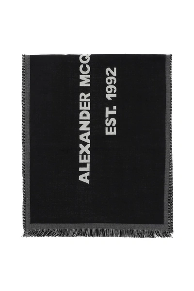 Alexander Mcqueen Mcqueen Graffiti Oversized Scarf In Black