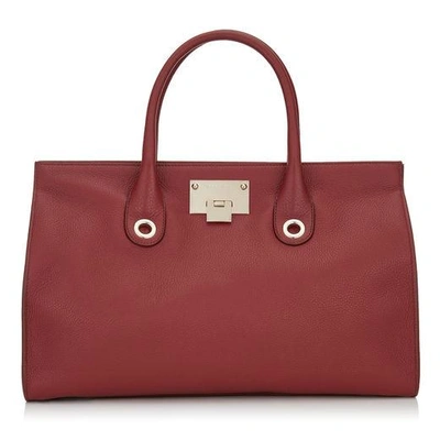 Jimmy Choo Riley Red Grainy Calf Leather Tote Bag